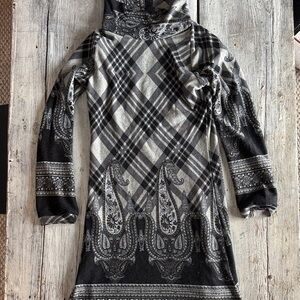 Black and Gray Plaid Paisley Dress